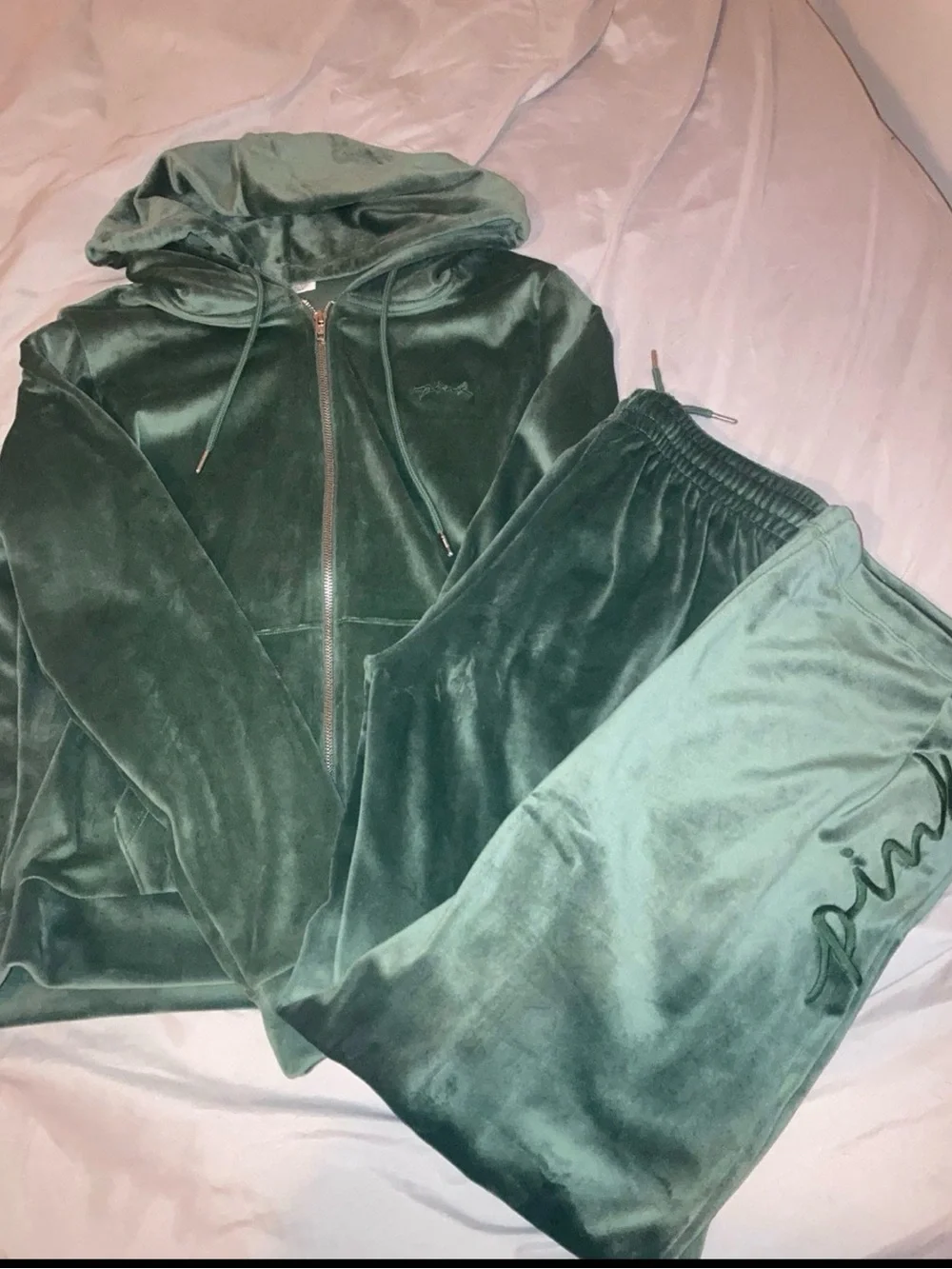 PINK Victoria's Secret Emerald Green Lounge Pants SZ S - Picture 6 of 10